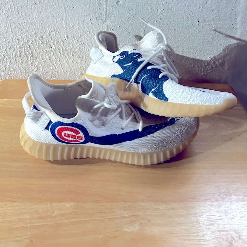 Chicago Cub Yeezys, Blue, White & Red, Size 10.5